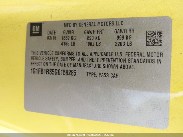 Chevrolet Camaro 1lt 2016 1G1FB1RS5G0158285 Image 9