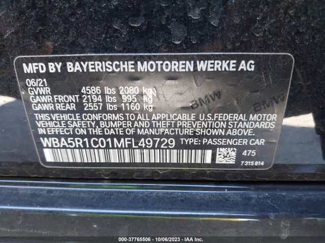 BMW 3 Series 330i 2021 аукцион фото