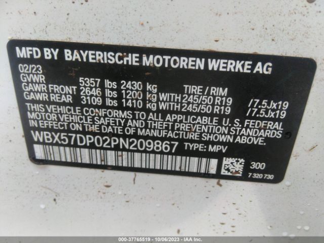 WBX57DP02PN209867 BMW X3 Xdrive30i