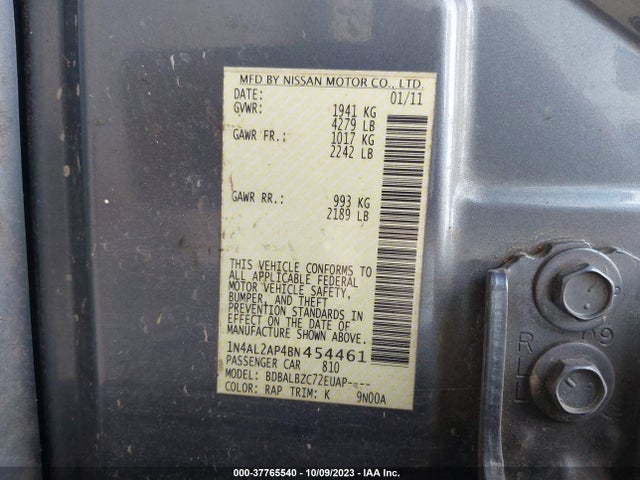 2011 NISSAN ALTIMA 2.5 S VIN: 1N4AL2AP4BN454461