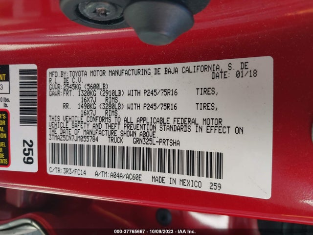 Toyota Tacoma Sr5 2018 3TMAZ5CN7JM055784 Image 9