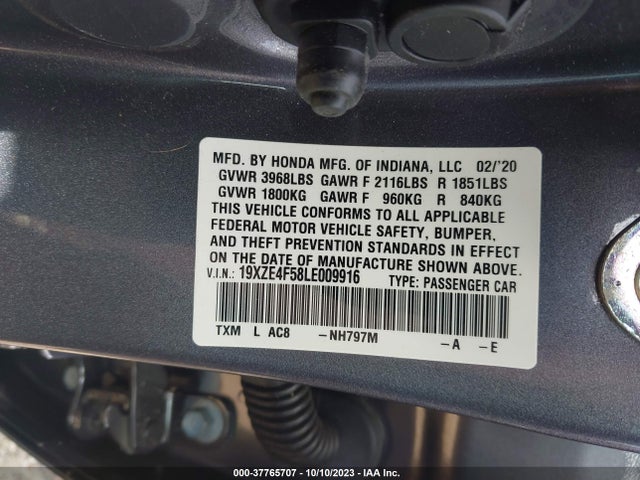 Honda INSIGHT EX 2020 19XZE4F58LE009916 Image 9