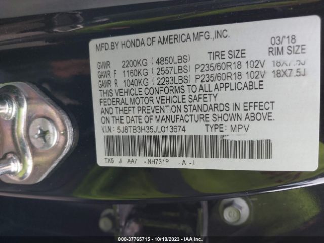 5J8TB3H35JL013674 Acura Rdx Acurawatch Plus Package