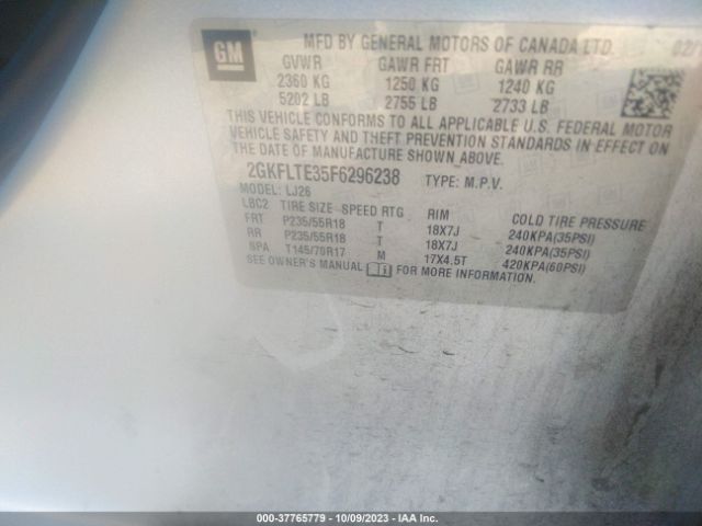 2GKFLTE35F6296238 GMC Terrain Slt
