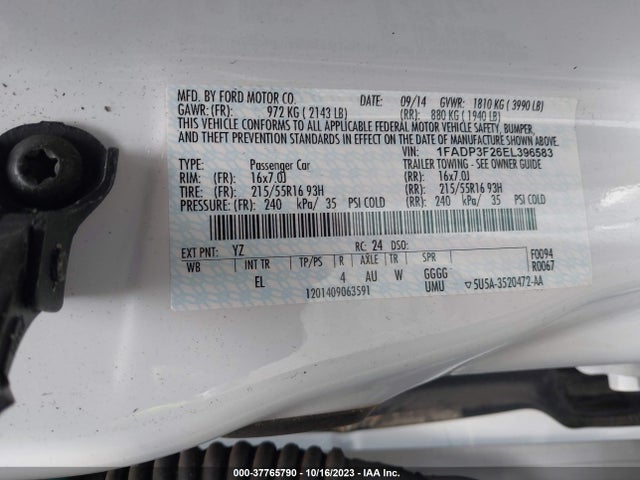 1FADP3F26EL396583 Ford FOCUS SE