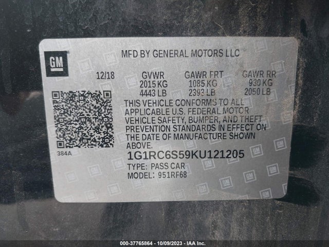 Chevrolet VOLT LT 2019 1G1RC6S59KU121205 Image 9