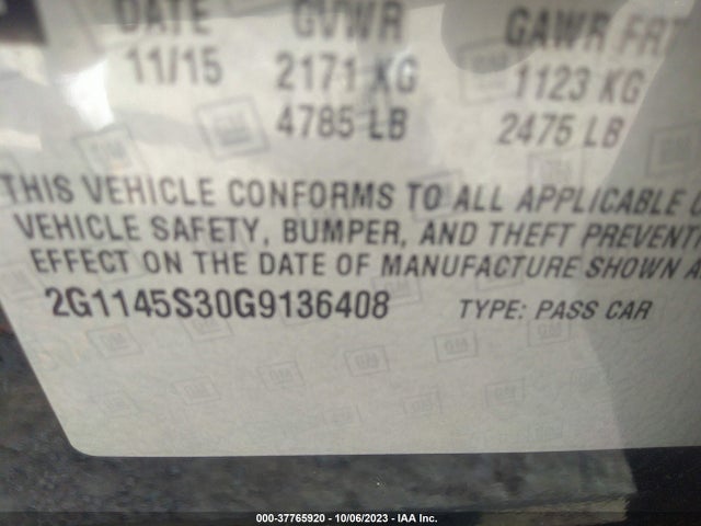 Chevrolet IMPALA LTZ 2016 2G1145S30G9136408 Image 9