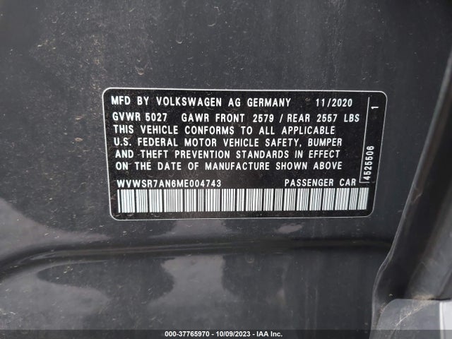 WVWSR7AN6ME004743 Volkswagen Arteon Sel R-line