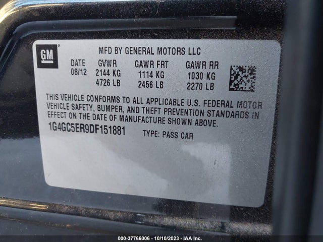 2013 BUICK LACROSSE LEATHER VIN: 1G4GC5ER9DF151881