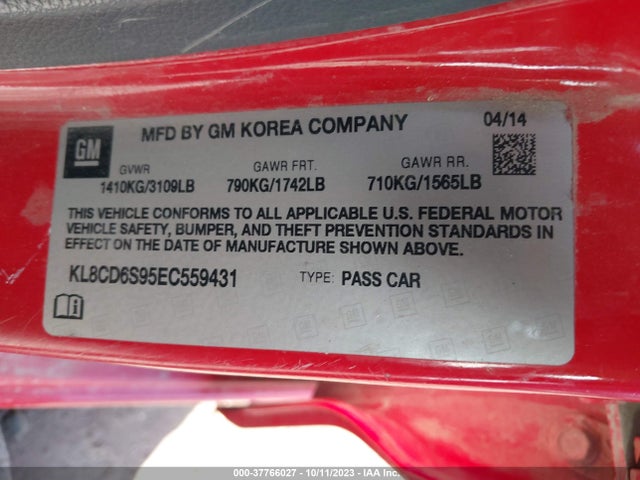 Chevrolet Spark Lt 2014 KL8CD6S95EC559431 Image 9