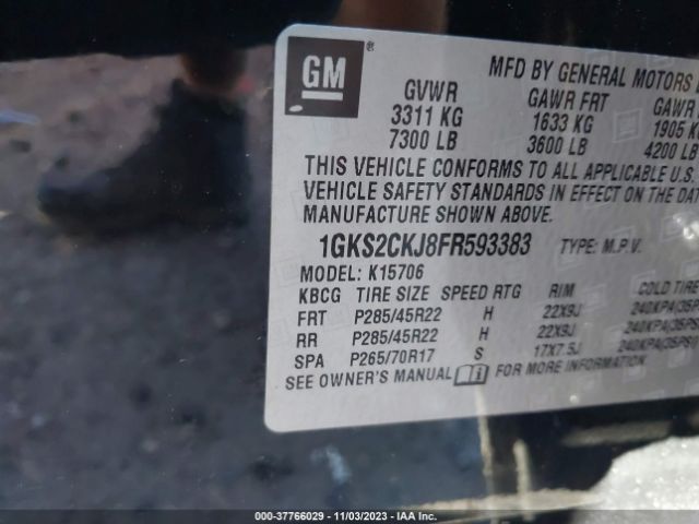 1GKS2CKJ8FR593383 GMC YUKON DENALI
