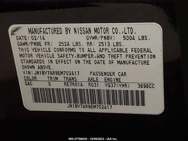 Infiniti Q50 Premium 2014 JN1BV7AR9EM702417 Image 9