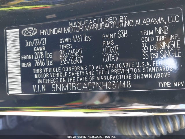 Hyundai TUCSON SEL 2022 5NMJBCAE7NH031148 Image 9