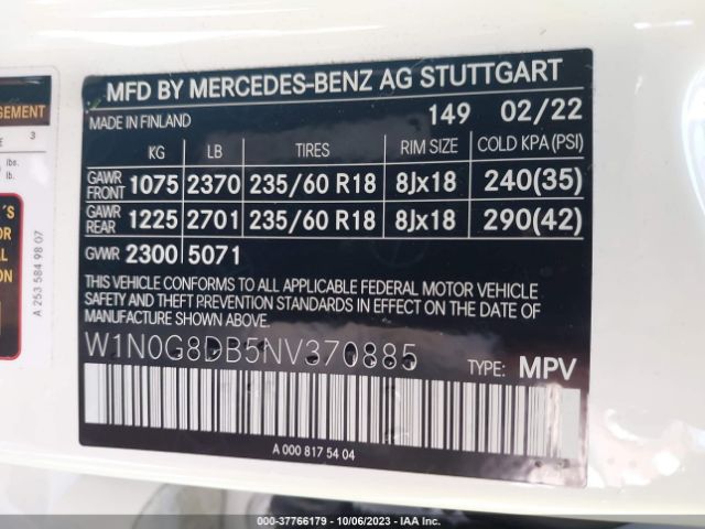 W1N0G8DB5NV370885 Mercedes-Benz Glc Glc 300