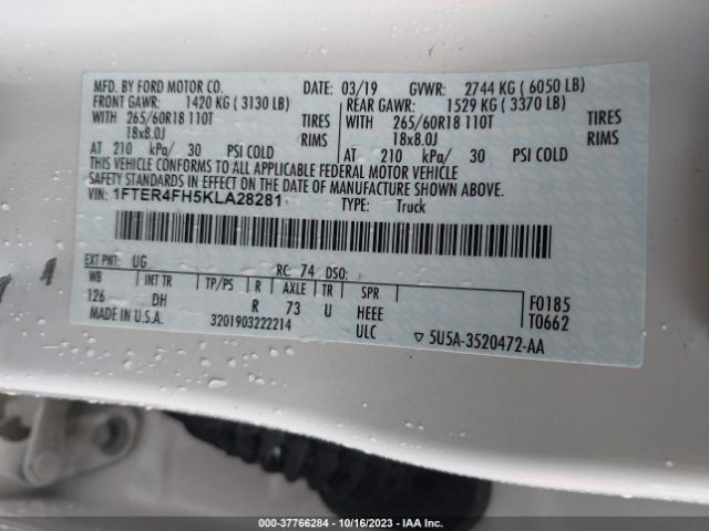 1FTER4FH5KLA28281 Ford Ranger Xl/xlt/lariat