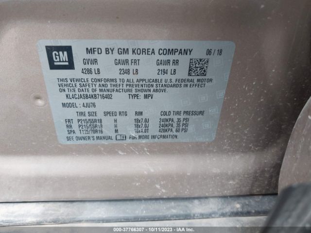KL4CJASB4KB716402 Buick Encore Preferred