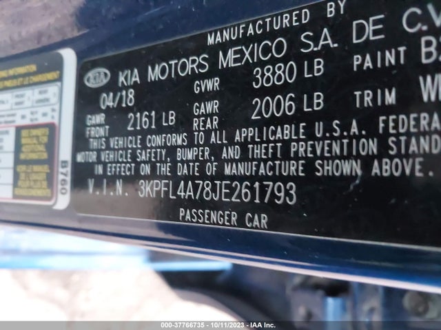 KIA FORTE LX 2018 3KPFL4A78JE261793 Image 9