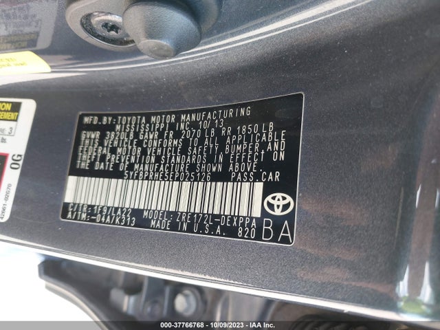 2014 TOYOTA COROLLA LE ECO PREMIUM VIN: 5YFBPRHE5EP025126