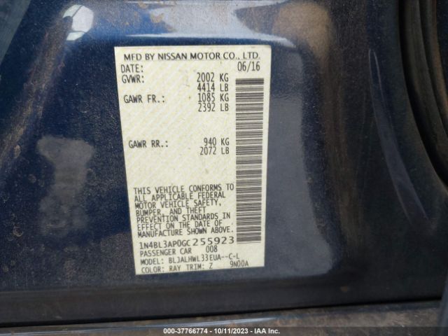 1N4BL3AP0GC255923 Nissan Altima 3.5 Sr