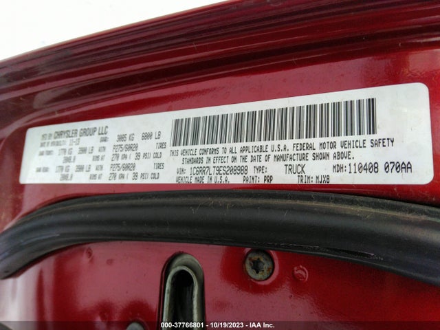 RAM 1500 Big Horn 2014 1C6RR7LT9ES208988 Image 9