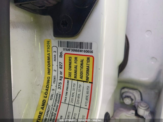 2006 FORD FOCUS SES VIN: 1FAHP36N66W160656