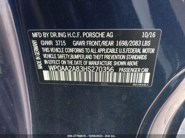 2017 PORSCHE 718 CAYMAN WP0AA2A83HS270356 Photo 8