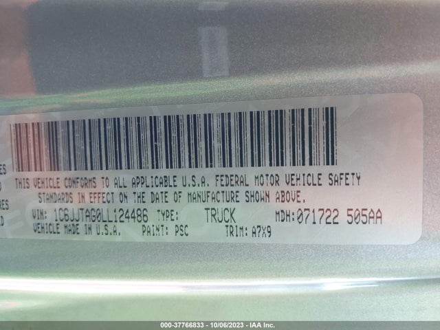 1C6JJTAG0LL124486 Jeep Gladiator Sport S