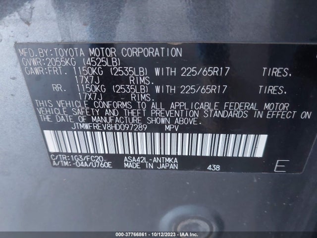 Toyota Rav4 Xle 2017 JTMWFREV8HD097289 Image 9