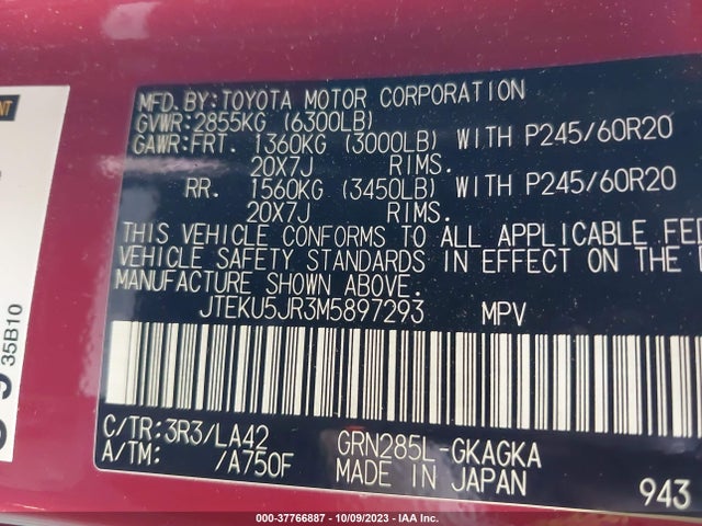 Toyota 4runner Limited 2021 JTEKU5JR3M5897293 Image 9