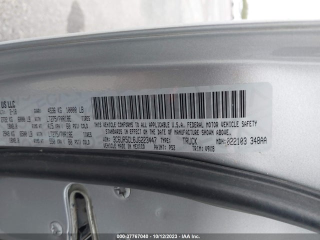 RAM 2500 Tradesman 2018 3C6UR5CL6JG223447 Image 9