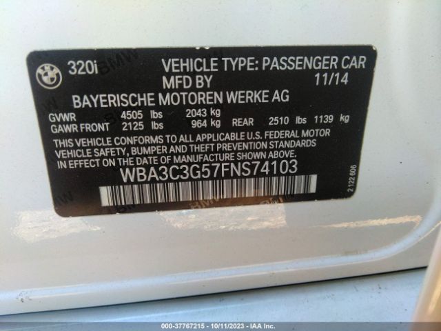 WBA3C3G57FNS74103 BMW 3 Series 320i Xdrive