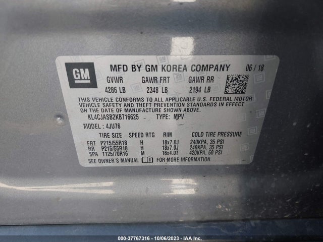KL4CJASB2KB716625 Buick Encore Preferred