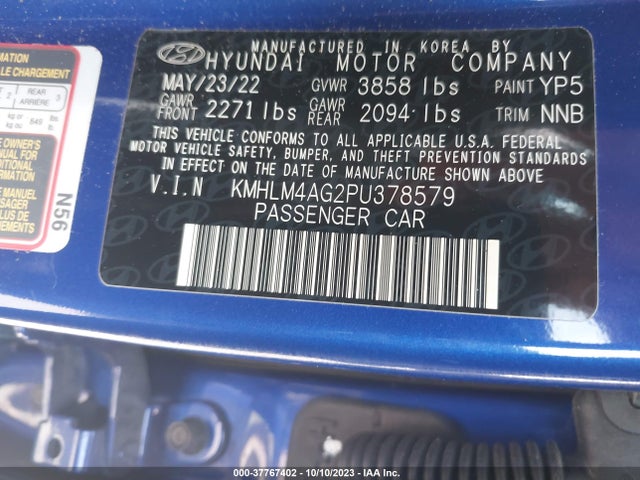 Hyundai ELANTRA SEL 2023 KMHLM4AG2PU378579 Image 9