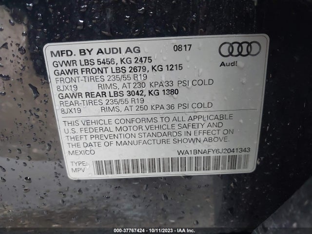 WA1BNAFY6J2041343 Audi Q5 Premium Plus