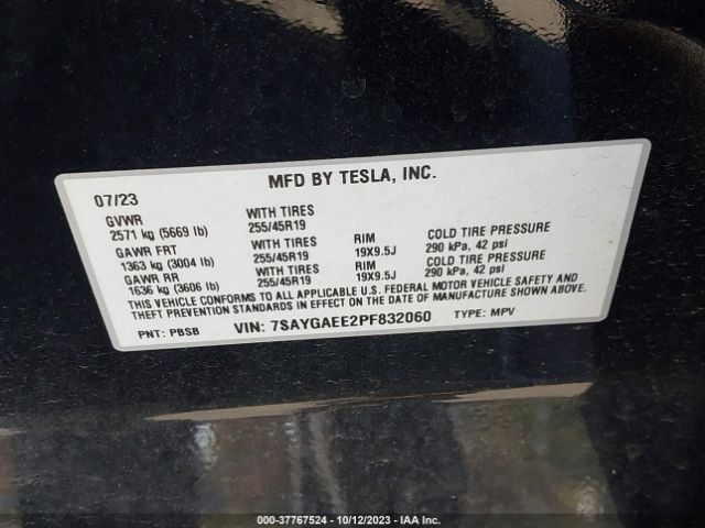 7SAYGAEE2PF832060 Tesla Model Y Long Range