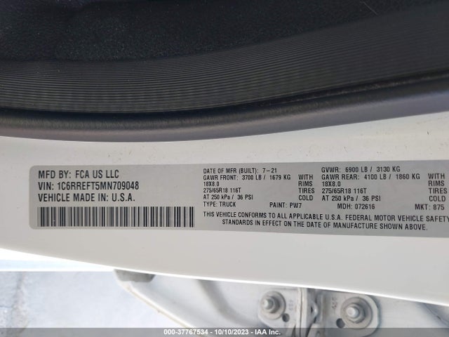 1C6RREFT5MN709048 RAM 1500 Lone Star