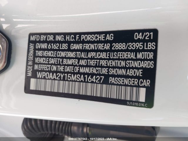 2021 PORSCHE TAYCAN WP0AA2Y15MSA16427 Photo 8