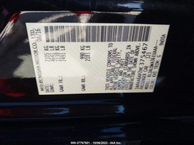 1N4AA6AP2HC375467 Nissan Maxima Sv/s/sl/sr/platinum