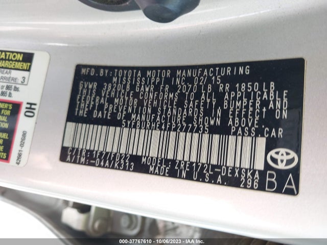 Toyota Corolla L/le/s/s Plus/le Plus 2015 5YFBURHE4FP277735 Image 9