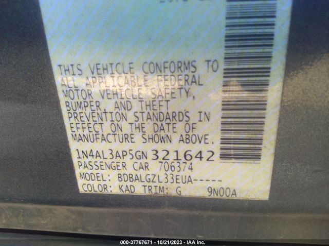 1N4AL3AP5GN321642 Nissan ALTIMA 2.5
