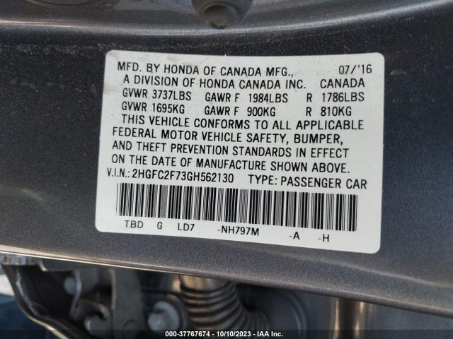 Honda Civic Sedan Ex 2016 2HGFC2F73GH562130 Image 9