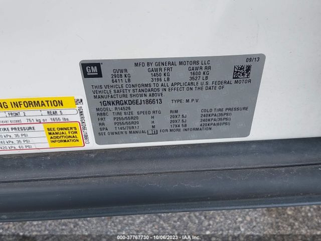 1GNKRGKD6EJ186613 Chevrolet Traverse Lt