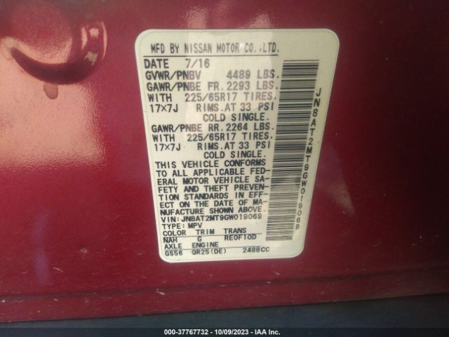 JN8AT2MT9GW019069 Nissan ROGUE S