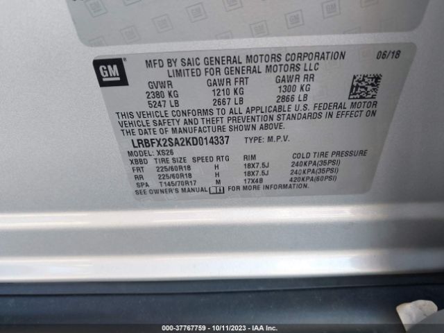 LRBFX2SA2KD014337 Buick Envision Essence