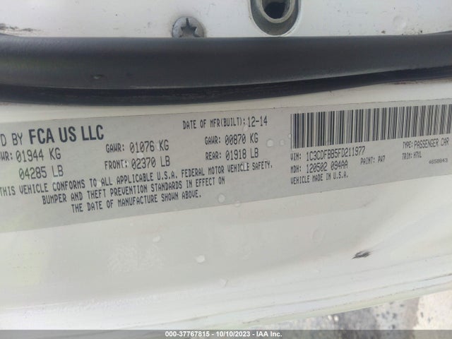 Dodge DART SXT 2015 1C3CDFBB5FD211977 Image 9