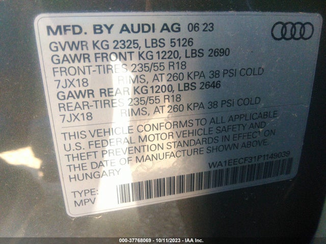 WA1EECF31P1149039 Audi Q3 S Line Premium Plus