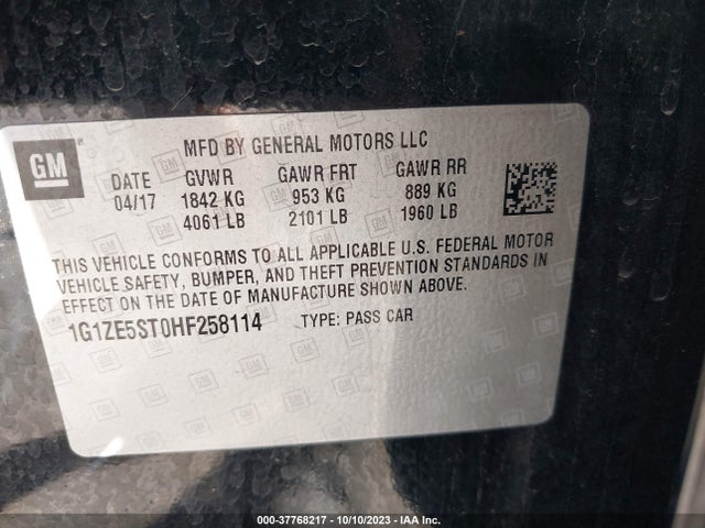 Chevrolet MALIBU 1LT 2017 1G1ZE5ST0HF258114 Image 9