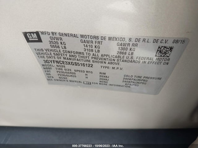 3GYFNCE3XGS516122 Cadillac Srx Performance Collection