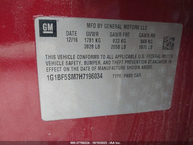 Chevrolet Cruze Premier 2017 1G1BF5SM7H7196034 Image 9