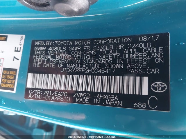 Toyota Prius Prime Plus/premium/advanced 2017 JTDKARFP2H3045417 Image 9